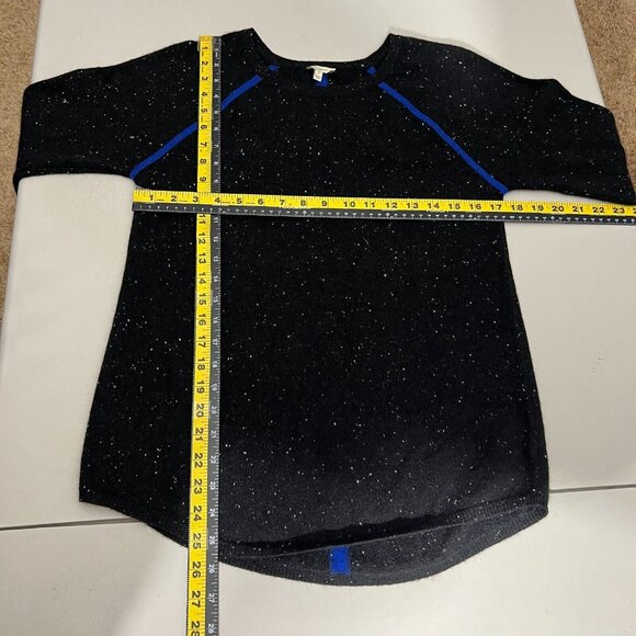 Project Sweater Womens Small 100% Cashmere Black Fleck Knit‎ Long Sleeve Crew S - Picture 2 of 9